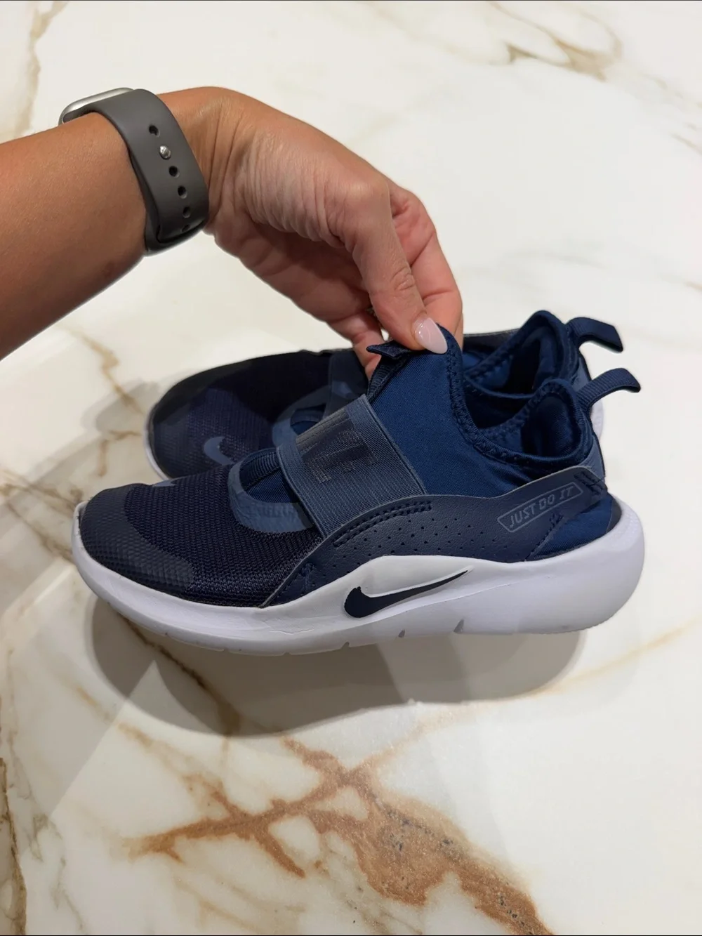 Nike Kids Navy and White Slip-On Sneakers